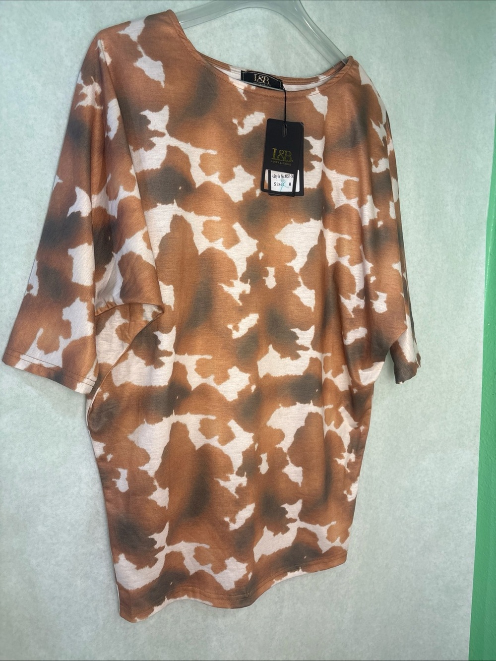 L&B Coral and White and brown cowgirl shirt dress size medium